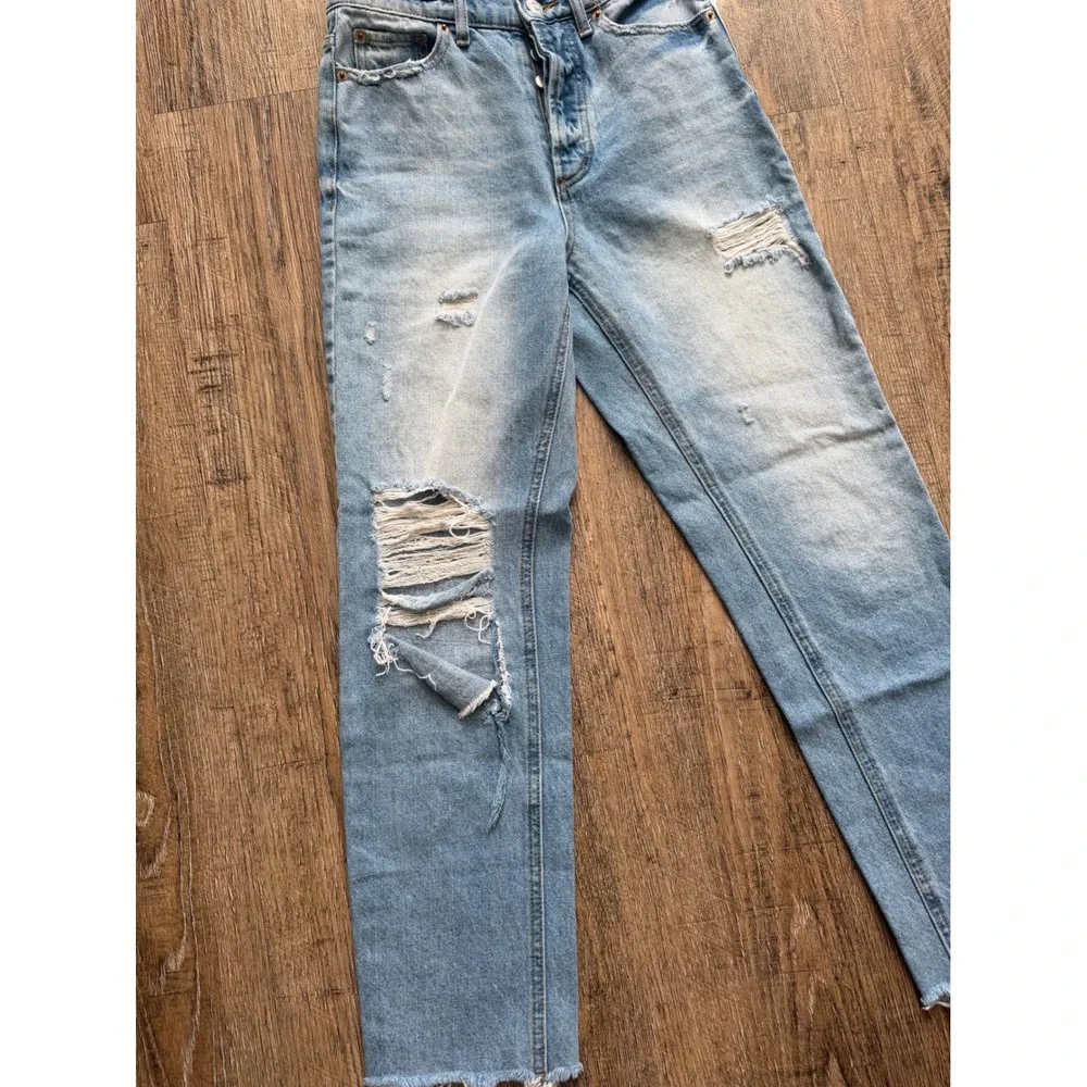 BDG Urban Outfitters Distressed High Rise Straight Leg Jeans Blue Size 25‎